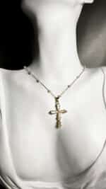 Multi Gemstone Cross & Pearls Κολιέ Annalu boho γυναικεία κοσμήματα 6