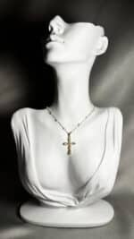 Multi Gemstone Cross & Pearls Κολιέ Annalu boho γυναικεία κοσμήματα 5