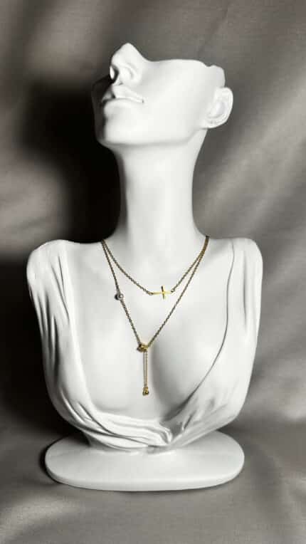 Double Cross Tie Chain Κολιέ Annalu boho γυναικεία κοσμήματα